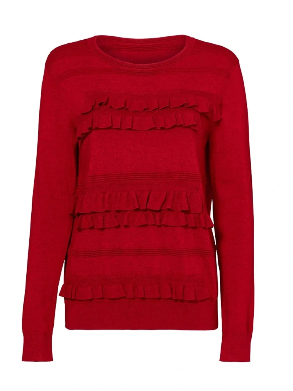 Diane von Furstenberg Ruby Red Bennie Ruffle Sweater